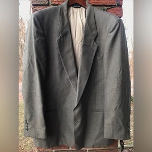 Pierre Cardin Men's Grey Blue Striped 100% Wool Blazer XL made in Ohio USA Union